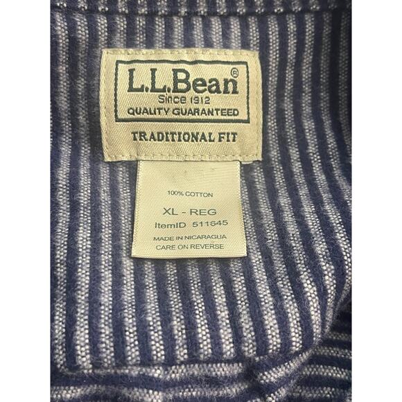 LL Bean Shirt Men XL Blue Striped Button Down Thick Outdoor Plaid Work Hike - Picture 6 of 6